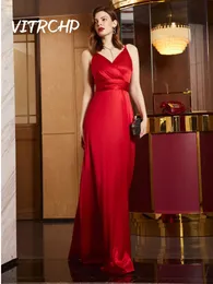 Runway Dresses Satin Spaghetti Straps Evening Party Dresses Formal for Women Backless Red Robes De Cocktail Prom Gown Vestido De Fiesta De Boda 230210