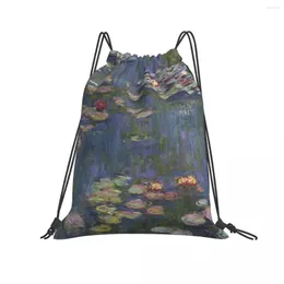 Shopping Bags Foldable String Backpack For Gym Outdoor Claude Monet Water Lilies Running Travel School Eco Friendly Bag