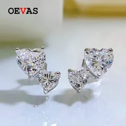 Stud Oevas 100 925 Sterling Silver Heart High Carbon Diamond Ohrringe für Frauen funkelnde Hochzeitsfeier fein juwerly Großhandel 230209