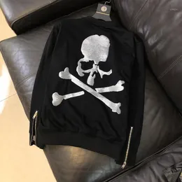 Herrtröjor tröjor 2023 Skull Mastermind Sweatshirt Autumn Loose Sequin Embroidery MMJ Casual WY400