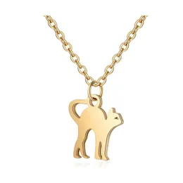 Collane con ciondolo Collana con gatto carino per donna Uomo Acciaio inossidabile Oro Sier Design semplice Fascino per animali domestici Gioielli regolabili Consegna goccia Dhljv