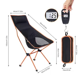 Camp Furniture Outdoor Portable Camping Chair Oxford Cloth Folding Lengthen Camping Seat for Fishing BBQ Festival Picnic Beach Ultralight Chair 230210
