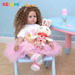 Dolls Arrive 60 CM Reborn Dolls Menina Long Hair Lifelike Soft Silicone Cloth Body born Boneca Toys Kids Birthday XMAS Gift 230210