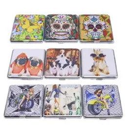 New European and American 20 color polychrome metal cigarette boxes automatic elastic band ultra-thin fashion leather cigarette accessories