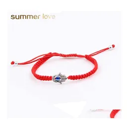 Catena a maglie Moda fatta a mano Stringa rossa Mano di Hamsa Evil Blue Eye Star Bracciale con ciondolo per donna Uomo Coppia Lucky Ppeacef Boho Festiva Dhoke