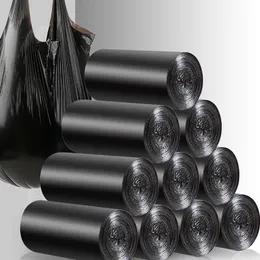Мусорные мешки 5Rolls100pcs Большие мешки с мусором черный сгущаемый одноразовый пакет для окружающей среды. Пластиковые пакеты мусора 43x63 см 230210