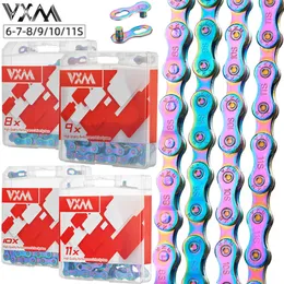 VXM 8 9 10 11Speed Fully Electroplated Colorful MTB Road Bike 116 Links s 21 24 27 30 33S Chain Bicycle Part 0210