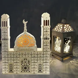 Andra festliga festförsörjningar Ramadan Countdown Calendar DIY Wood Eid Mubarak Ornament Träaver Heminredning Hantverk speciellt designad för muslim 230209