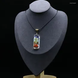 Naszyjniki wiszące 6pcs 50 20 mm siedem czakry orgone mocy Naszyjnik Wisiorki Reiki orgonitu Energia Pendulum Naturalne kryształowy kamień biżuterii