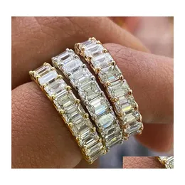 Band Rings Fashion Exquisite Creative Whole Circle Fl Of Zircon Womens Proposal Ring Bright Lover Wedding Party Gift Round Jewelry D Dhv87
