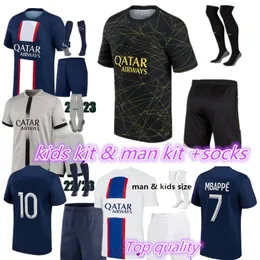 22 23アダルトキッズキットセットMbappe Hakimi Soccer Jersey Paris Sergio Ramos Maillots De Football 2023 PSGS Markinhos Verratti Shird Uniforms Maillot Foot