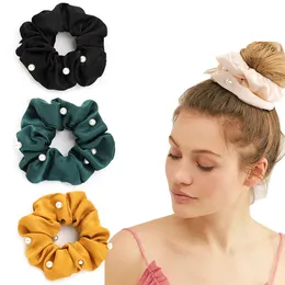 Rubber Bands Headdress Ribbon Flower Hair Rope Elegant Woman Pearl Tail Elastic Large Intestine Ring Korean Fashion Accessoires 1594