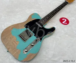 W pończochach! Gitara elektryczna może wysłać od razu !! Nr 2 gitara elektryczna z drewnem popiołu zielony kolor ciężki relikwia kropki na podstrunnicy z drzewa róży inkrusta