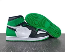 أحذية كرة السلة إصدار جديد Jumpman 1 High OG 'Lucky Green' 1S Black/Lucky-White Outdoor Sports Shoolet