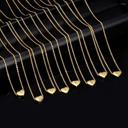 ペンダントネックレス1PCゴールドカラー304ステンレススチールネックレスレターハートペンダントチェーン女性のためのファッションジュエリー誕生日ギフト45cm