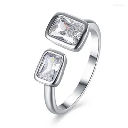 خواتم الزفاف Garilina Ring Series Square Austral Crystals Silver Silver Open for Women Jewelry Tholesaler R2224