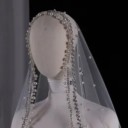 Wedding Hair Jewelry Vintage High Quality Pearls With Rhinestone White Ivory Colour Bride Veils Wedding Headdress Belos Arabes 230210