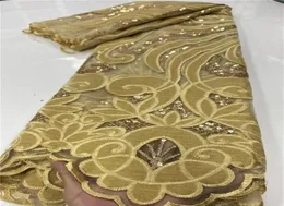Золотые нигерийские бархатные кружевные ткани 2020 Высококачественные кружевные африканские французские блестки ткань для свадебных платьев шитью YA2668B519451971093