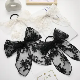 Korea Sweet White Black Lace Butterfly Ribbon Hair Clips Hair Barrettes Hairpins For Kids Girls Party Wedding Hair Accessories 1593