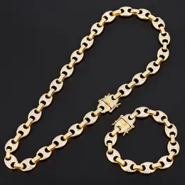 Chains Chain Bracelet Set Hip Hop Coffee Alloy Bean Pig Nose Rhinestone Necklace Men's WomenChains ChainsChains