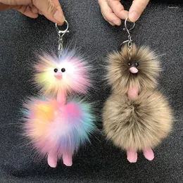 Keychains Colorful Plush Ostrich Doll Keychain Pendant Girl Bag Car Interior Alloy Hanging Ring Jewelry Children Small Gift Fred22