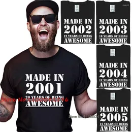 Camisetas masculinas masculino masculino hip hop tops roupas de aula feitas em 2001-2005 Presente de aniversário legal punk algodão de algodão