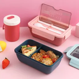 Обеденные коробки Сумки Портативная 1 мл пластиковая ланч -коробка Bento Case Cashsticks Spoons MicroWa