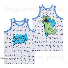 Фильм Rugrats Reptar Basketball Jersey Men Men Hip Hop Rap Team Color White For Sport Funs Breatshable Hiphop University Pure Chotch