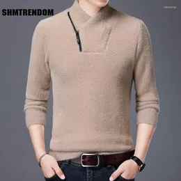 رجال سترات من الدرجة الأولى تقليد مينك أزياء العلامة التجارية المصمم Pullover Knit Mens Turtleneck Sweater Autum Corean Casual Men.