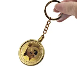 Keychains 40mm Commemorative Coin Keychain Doge Governor Metal Convenient Backpack Pendant Decoration Gift