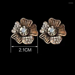 Stud Küpeler Minimalist antika çiçek kristal piercing kadınlar için küçük küpe 264e