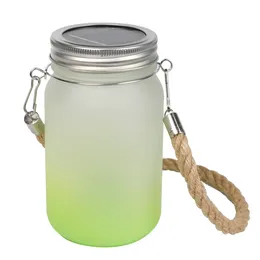 14oz Sublimation LED-Becher Laterne Gradient Mason Jar mit Griff Glasbecher Wärmeübertragung Wasserflasche Weinglasbecher 10 Farben 001