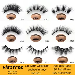 Makeup Tools 30 60 100 Paar Visofree 3D Mink Lashes in Trays No Box Lite Collection Natural Long Wispy Eyelashes False 230211