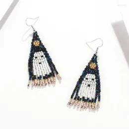 Dangle Earrings C9GF Black Spooky Halloween Beaded Tassel Ghost Earring Jewelry Gifts For Women Girls Cosplay Party