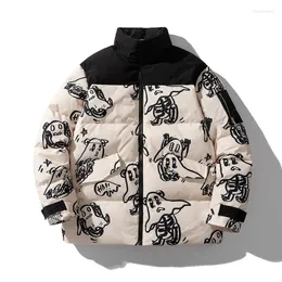 Männer Jacken Winter Mantel männer Paar Cartoon Hip-hop Warme Kurze Jacke Herren Mode Farbe Passenden Baumwolle Streetwear parkas