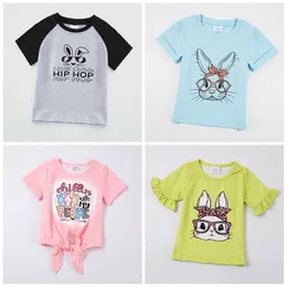 T-Shirts Girlymax Ostern Baby Jungen Mädchen Hase LKW Kaninchen Baumwolle Milch Seide Boutique Top T-Shirt Raglans Kinder Kleidung Kurzarm T230209