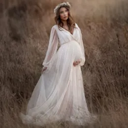 사진 세션을위한 얇은 명주 모임 드레스 긴 임신 촬영 드레스 결혼식 임산부 사진 로브 베이비 샤워 가운