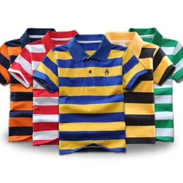 T-Shirts Kinder Poloshirts Sommer Kinder Kurzarm Jungen Top Poloshirt Farbe gestreift 2Y-12Y Teenager Baumwolle Mädchen Schule Shirts T230209