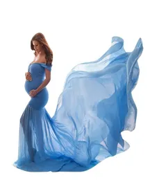 Maternity Pogray Props Porta de algodón de algodón Maternidad fuera de hombro Half Circle Gown Shooting PO Dress Garnant Dress299U6413029