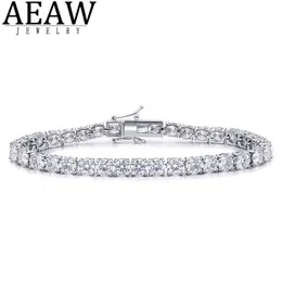 Charm-Armbänder Charm-Armbänder AEAW platiniertes Silber 12,4 CTW 18 cm Länge 4 mm F nahezu farbloses Tennisarmband für Damen 230210