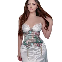 Bustiers & Corsets 9.8inch Women's Underbust Corset Vintage Oil Painting Waist Cinch Short Torso Trainer Hourglass Body ShapeBustiers