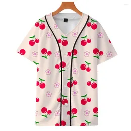 Men's Casual Shirts Summer Fashion Men's Cardigan Baseball Jersey Fruit 3D Print Short Sleeve Harajuku Street Sports Shirt