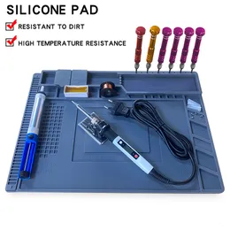 Other Hand Tools S 160 Silicone Pad Desk Platform 45x30cm for Soldering Station Iron Phone PC Repair Mat Magnetic Heat Insulation No Lead 230210
