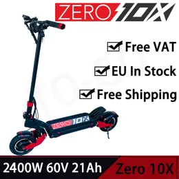 Zero 10x de scooter elétrica de 10 polegadas 6 60V 21AH 2400W E-SCOOTER DUPLO DIVILHO DE ALTA VELOCIDADE