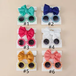 Baby Ribbon Bows Headband Cartoon Sunglasses Girls Beach Photography Props Toddler Hair Bands Headwear Kids Hair Accessories 1582