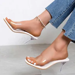 Hausschuhe Mode Peep Toe Damen Sandalen High Heels PVC Klar Kristall Klassische Damen Schuhe Slides Sexy Dünne Absätze Muje Damen Hausschuhe G230210