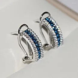 Hoop Earrings & Huggie Luxury Blue Crystal Zircon For Women Wedding Jewelry CZ Stone Female 2023Hoop Farl22