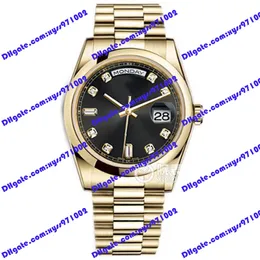 Gorąca sprzedaż luksusowej daty na rękę męską 18K Rose Gold Black Diamond Tial 118208 Automatyczny zegarek mechaniczny Watch Watch Cotygodniowy Wyświetlacz 2813 Automatyczny ruch