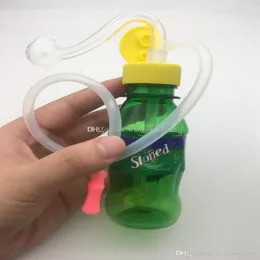 F￤rgglada billiga Proteable Travel Plastic Mini Drink Bottle Bong Water Pipe Oil Rigs Vattenr￶r f￶r r￶kning1914
