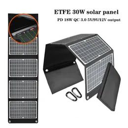 태양 전지판 JMUYTOP ETFE 30W 충전 가능한 접이식 PD 18W 휴대용 파워 뱅크 타입 C USB QC3 0 5V 9V 12V 출력 패널 태양열 발전기 230210